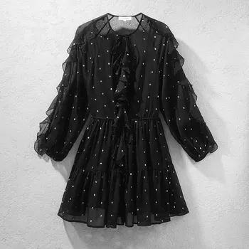 Dámské šaty Reserved - Mini šaty s volány - černý - 455DJ-99X - 455DJ-99X-XS