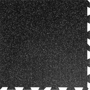 Černo-bílá gumová modulová puzzle dlažba (roh) FLOMA FitFlo SF1050 - 100 x 100 x 1 cm