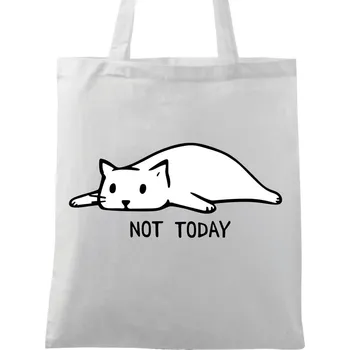Bavlněná taška Líná Kočka Not today (Barva: Bílá)