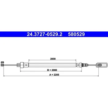 Lanko parkovací brzdy Tažné lanko, parkovací brzda ATE 24.3727-0529.2