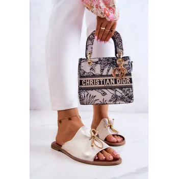 Dámské pantofle Kožené Dámské pantofle Nicole 2659/004 a Barva: Zlatá, Velikost: 35