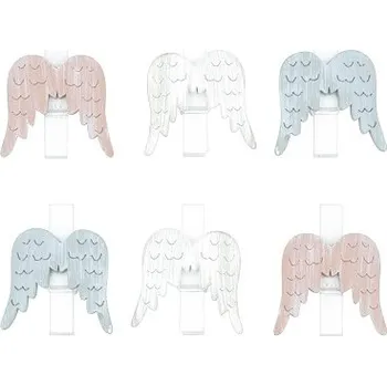 Vánoční dekorace Andělská křídla dřevěná na kolíčku 3 cm, 6 ks