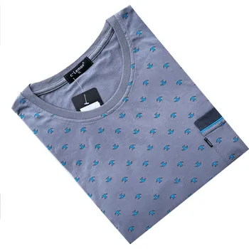 Pánská noční košile Pánská bavlněná noční košile s krátkým rukávem C-lemon - AH0 Barva: Šedá, Velikost: M