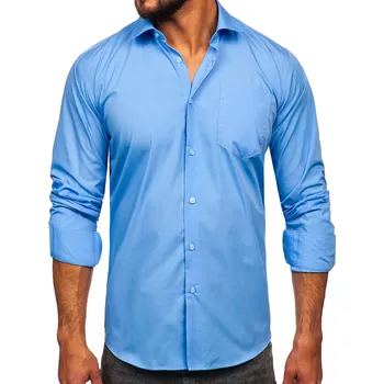 Pánská košile Modrá pánská elegantní košile s dlouhým rukávem Bolf M14 - S