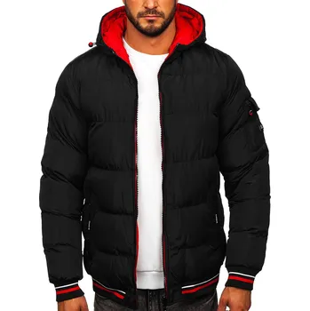 Pánský kabát Černo-červená pánská prošívaná oboustranná zimní bunda Bolf 7410 - S