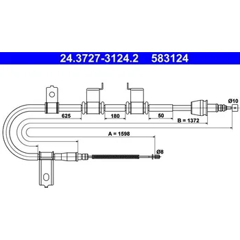 Lanko parkovací brzdy Tažné lanko, parkovací brzda ATE 24.3727-3124.2