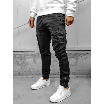 Pánské kalhoty Černé pánské textilní jogger kapsáče Bolf 2233A - 28/XS