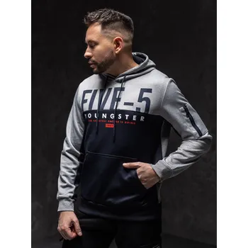 Pánská mikina Tmavě modrá pánská mikina s kapucí a potiskem Bolf HY972A1 - 2XL