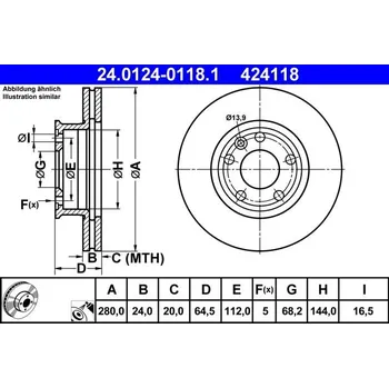 Brzdový kotouč Brzdový kotouč ATE 24.0124-0118.1