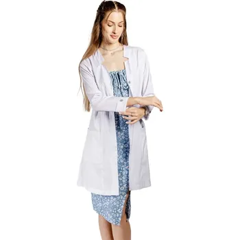 Zdravotnický oděv Doctor in uniforma - Dámský lékařský plášť s perleťovými knoflíky - bílý