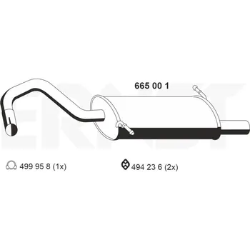 Tlumič výfuku Zadní tlumič výfuku ERNST 665001