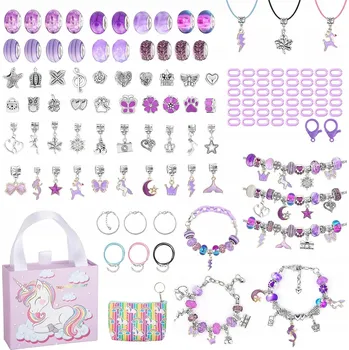 kreativní sada Kreativní sada na výrobu šperků a náramků DIY pro děti, růžová