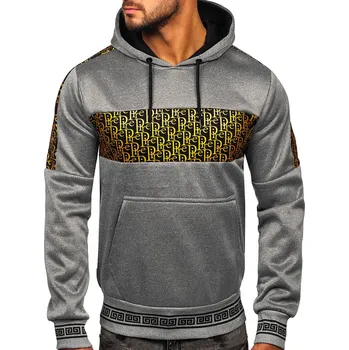 Pánská mikina Šedá pánská zateplená mikina s kapucí a potiskem Bolf HM526 - 2XL