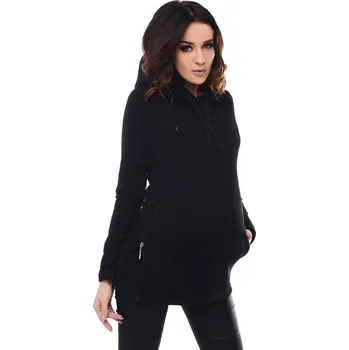 Těhotenská mikina Těhotenská a kojící mikina 2v1 Amy černá bavlněná Velikost: S