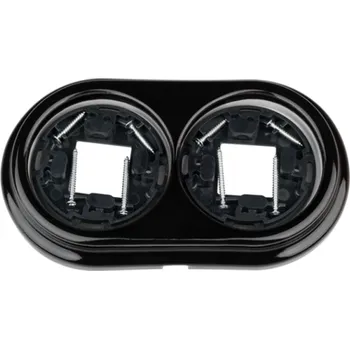 vypínač Elhard Nástěnný kulatý keramický dvojrámeček, černý