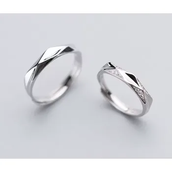 Prsten For Silver Sada prstenů pro páry s nepravidelnými tvary a zirkony - Stříbro 925