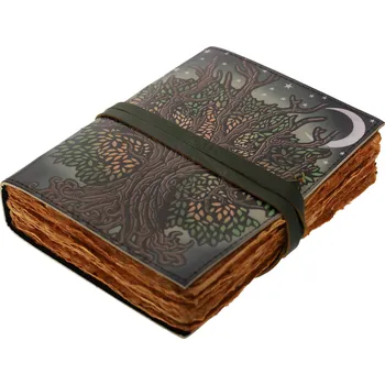Karnevalový kostým Leather Journals Kožený zápisník s potiskem Strom života pod nebem plným hvězd