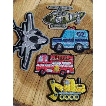 Textilní nažehlovací páska Nažehlovačky auta, letadla mix 5 ks