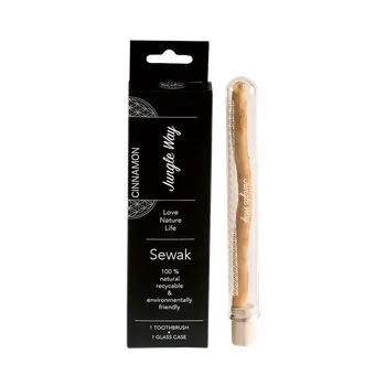 Zubní kartáček Jungle Way Zubní kartáček sewak se skořicovou příchutí se skleněným pouzdrem