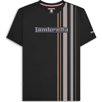 Pánské tričko Lambretta Racing Stripe Regular Fit T-Shirt Black Small