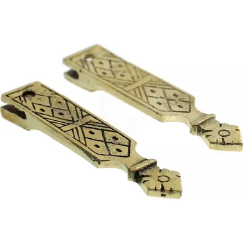 Opasek Brass Buckles Nákončí řemene 65x14 mm s rytými ozdobnými linkami