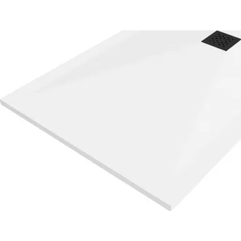 Sprchová vanička Mexen Stone+ kompozitní obdélníkový sprchový kout 130 x 80 cm, bílý, černá krytka - 44108013-B Obdélníkové sprchové vaničky
