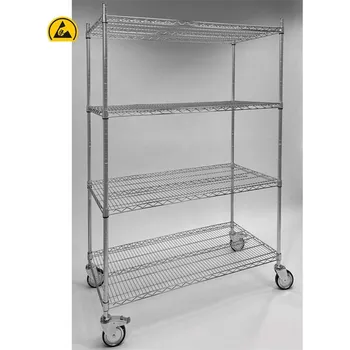 Antistatický chromovaný vozík, 4 police, v x š x h: 1760x920x610 mm