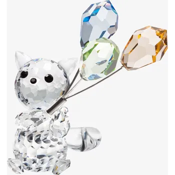 Party dekorace Skleněná figurka Kočka s balónky z českého křišťálu Preciosa
