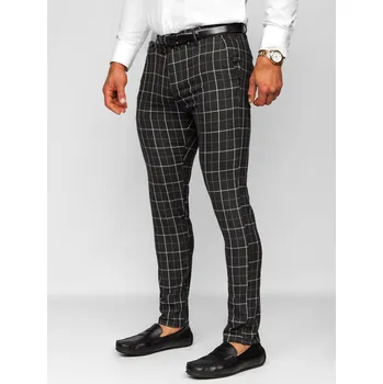 Černé pánské textilní karované chino kalhoty Bolf 0032 - 32/M