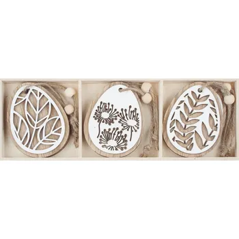 Velikonoční dekorace Anděl Přerov, s.ro. Vajíčko dřevěné na zavěšení 7,5 cm 6 ks