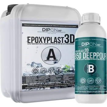 Průmyslové lepidlo DIPON Epoxyplast 3D B50 Deep Pour 15 kg - Čirá epoxidová pryskyřice na výrobu stolů, maximální síla odlitku 5 cm