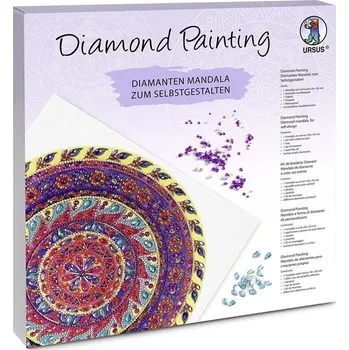Diamantové malování URSUS Diamond Art Painting umělecká sada - Mandala fialovožlutá