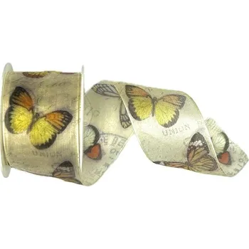 Stuha Stuha taftová WHISPER FLIGHT YELLOW žlutá 40mm x 2m (14,- Kč/m) (Stuha fotopotisk jednostranný, tvarově stálé hrany)