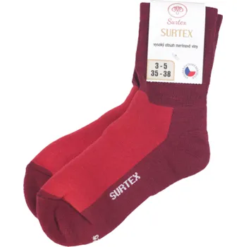 Pánské ponožky Surtex merino ponožky volný lem Červená 35-38
