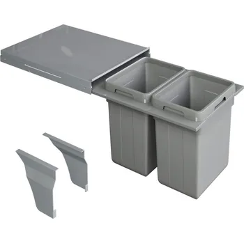 Odpadkový koš Odpadkový 2-koš Elegance, 2x18 l, 362-368x506x470, K40-šedý plast