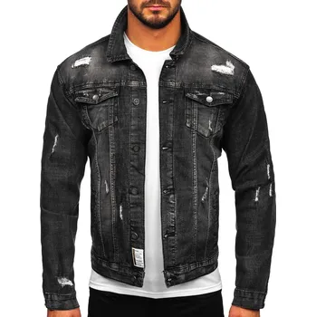 Pánská bunda Černá pánská džínová bunda s kapucí Bolf MJ507N - L