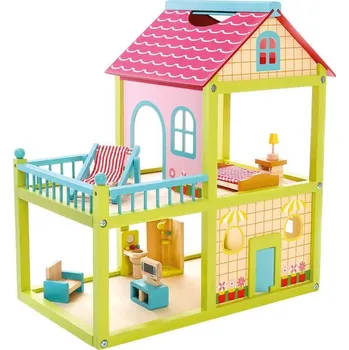 Domeček pro panenku BINO DŘEVO Domeček pro panenky set s nábytkem