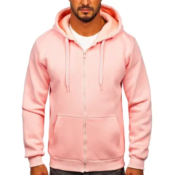 Pánská mikina Světle růžová pánská silná mikina na zip s kapucí Bolf 2008 - S