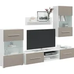 vidaXL 5dílná TV stolky s LED osvětlením kamenná šedá kompozitní dřevo [3324233]