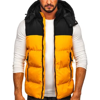 Pánská vesta Kamelová pánská prošívaná vesta s kapucí Bolf 1189 - M