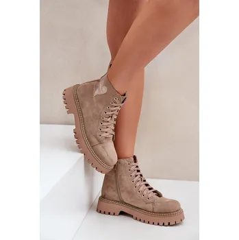 Dámské kozačky Dámské Botky S Lesklým Srdcem Nariri Barva: Béžová, Velikost: 41