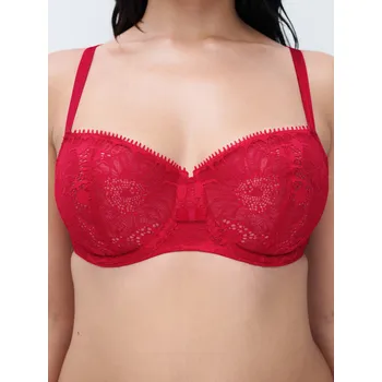 Souprava dámského spodního prádla Podprsenka bardotka CHANTELLE (15F5-03), Barva červená, Velikost 70E