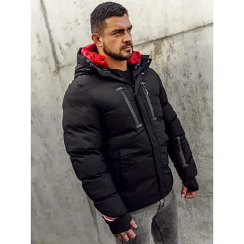Pánská parka Černá prošívaná pánská zimní bunda Bolf 5M771A - M