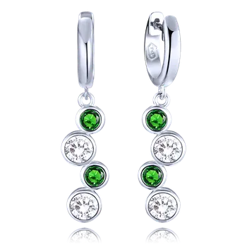 Náušnice MINET Elegantní stříbrné náušnice s bílými a zelenými zirkony JMAS0287ZE00
