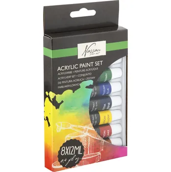 Speciální výtvarná barva Akrylové barvy, 8 x 12 ml