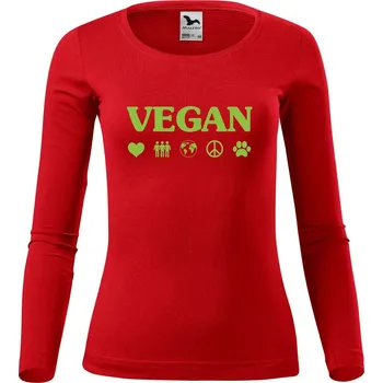 Dámské tričko DOBRÝ TRIKO Dámské bavlněné triko Vegan symboly Velikost: L, Barva: Červená