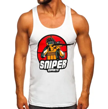 Pánské oblečení Bílé pánské tílko s potiskem tank top Bolf 143030 - M