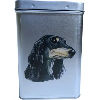 Dóza na potraviny Plechová dóza s obrázkem psa plemene saluki