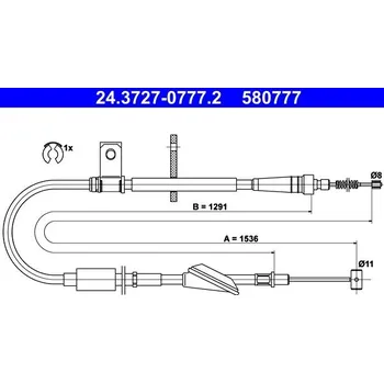 Lanko parkovací brzdy Tažné lanko, parkovací brzda ATE 24.3727-0777.2