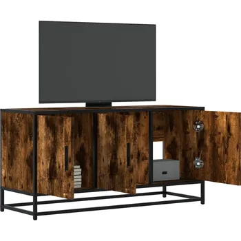 Televizní stolek vidaXL TV skříňka 100 x 35 x 50 cm kompozitní dřevo a kov [848829] Barva: kouřový dub